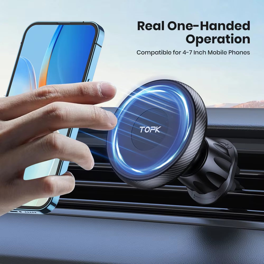 for Magsafe Car Phone Holder,Powerful Magnetism Premium Quality Single-Hand Operation Metal Hook Magnetic Car Phone Mount