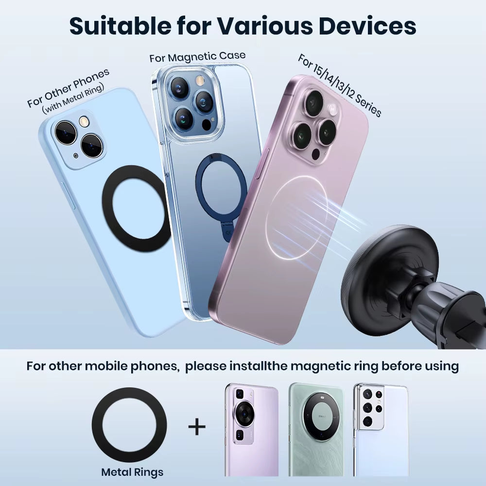 for Magsafe Car Phone Holder,Powerful Magnetism Premium Quality Single-Hand Operation Metal Hook Magnetic Car Phone Mount